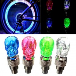 2 pieces - car / motorcycle / bike tire valve caps - neon LED light bulb - skullWheel parts