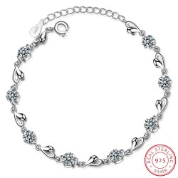 PulseraPulsera con corazones " zirconia - plata de ley 925