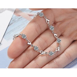 PulseraPulsera con corazones " zirconia - plata de ley 925