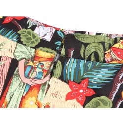 VestidosVintage - falda alta cintura - flores & impresión de Halloween - cráneos - algodón