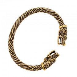 PulserasPulsera vikinga vintage con cabeza de lobo - plata - oro