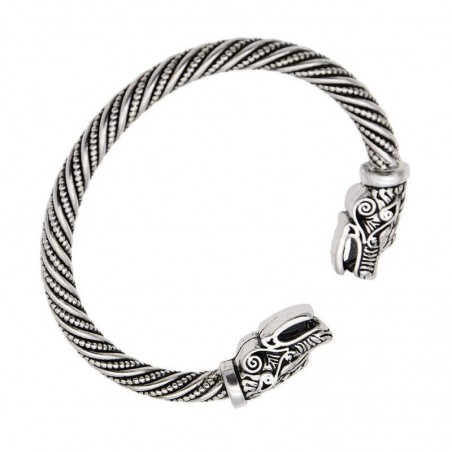 PulserasPulsera vikinga vintage con cabeza de lobo - plata - oro