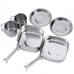 Herramientas de supervivenciaMochilas - Camping - Cocinero Pot Set - Acero inoxidable
