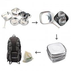 Herramientas de supervivenciaMochilas - Camping - Cocinero Pot Set - Acero inoxidable