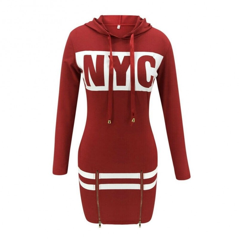 Hoodies & JerséisCartas de Nueva York impresas - vestido mini manga larga - sudadera