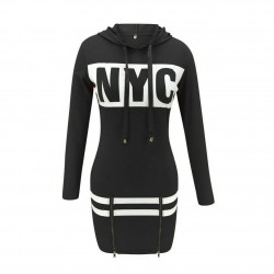 Hoodies & JerséisCartas de Nueva York impresas - vestido mini manga larga - sudadera