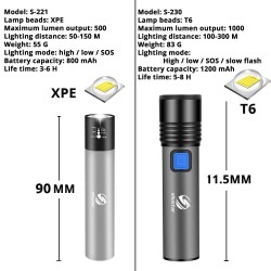 Herramientas de supervivenciaUSB Recargable - Linterna LED - T6 - 1200mAh - impermeable