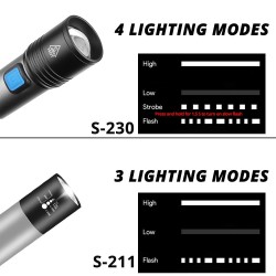 USB Rechargeable - LED Flashlight - T6 - 1200mAh - WaterproofSurvival tools