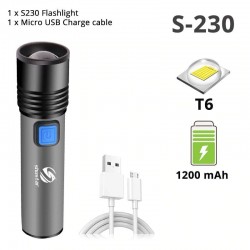Herramientas de supervivenciaUSB Recargable - Linterna LED - T6 - 1200mAh - impermeable