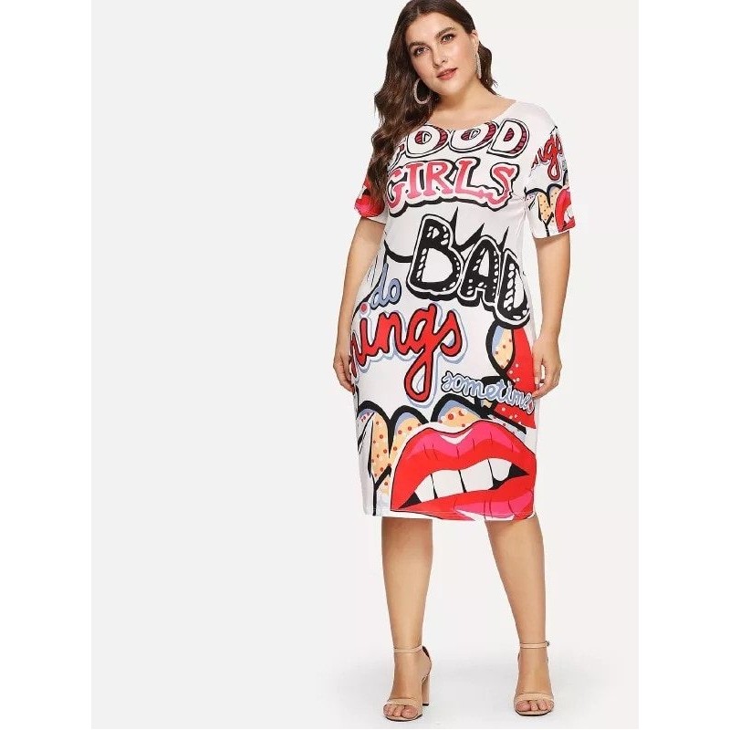 Large size - Funny print - Summer dress - XL-5XLDresses