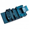 Crocodile skin design - leather belt with automatic buckle - blueBelts