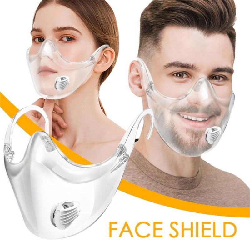 Protective transparent mouth / face mask - plastic shield with air valve - reusableMouth masks