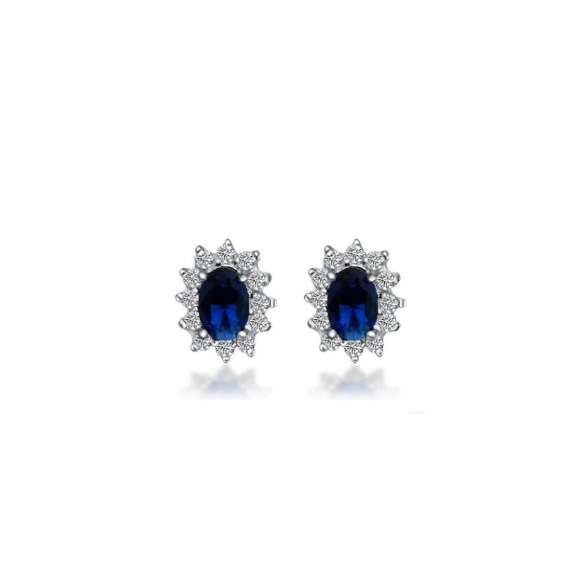 AretesPendientes lujosos con cristales - plata de ley 925