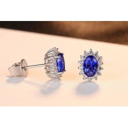 AretesPendientes lujosos con cristales - plata de ley 925