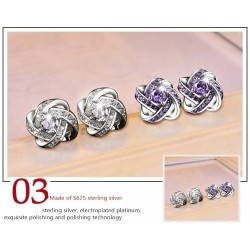 Exclusive small round earrings with crystals - 925 sterling silverEarrings