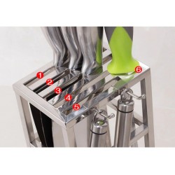 Cuchillos de cocinaSoporte para cuchillos - 6 agujeros - acero inoxidable de almacenamiento de cocina