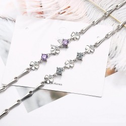 PulserasPulsera elegante con cuatro hojas de coágulo cristales - 925 plata esterlina