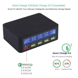 USB - 40W - 3.0 quick charger - Led display - 5-ports charging stationBattery & Chargers