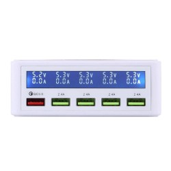 Batería y CargadoresUSB - 40W - 3.0 cargador rápido - pantalla LED - 5 puertos estación de carga