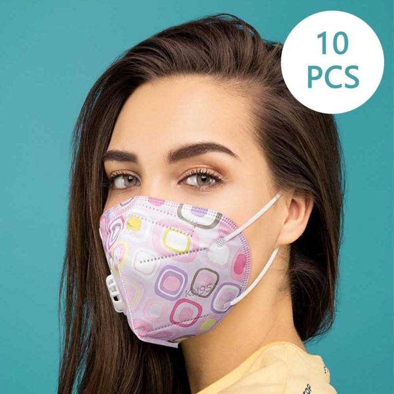 Mascarillas bucalesKN95 - antibacteriana cara / máscaras protectoras de boca - 4 capas - válvula de aire - reutilizable - 10 ...