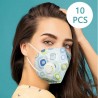 Mascarillas bucalesKN95 - antibacteriana cara / máscaras protectoras de boca - 4 capas - válvula de aire - reutilizable - 10 ...