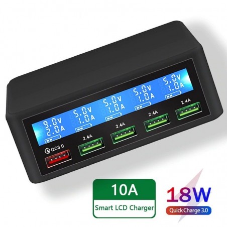 USB - 40W - 3.0 quick charger - Led display - 5-ports charging stationBattery & Chargers