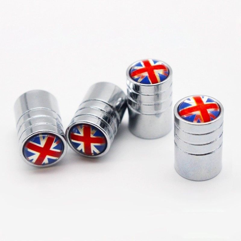 Partes de ruedaCapas de válvula de aluminio - bandera del Reino Unido - 4 piezas