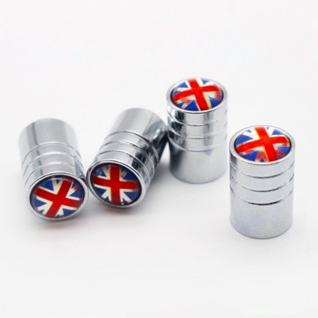 Partes de ruedaCapas de válvula de aluminio - bandera del Reino Unido - 4 piezas
