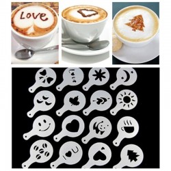 Coffee decoration - plastic stencil - 16 piecesCoffee ware