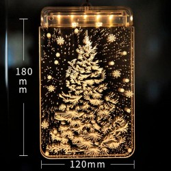 Christmas 3D decoration for door / window - LED light - transparent plate with suction cupChristmas