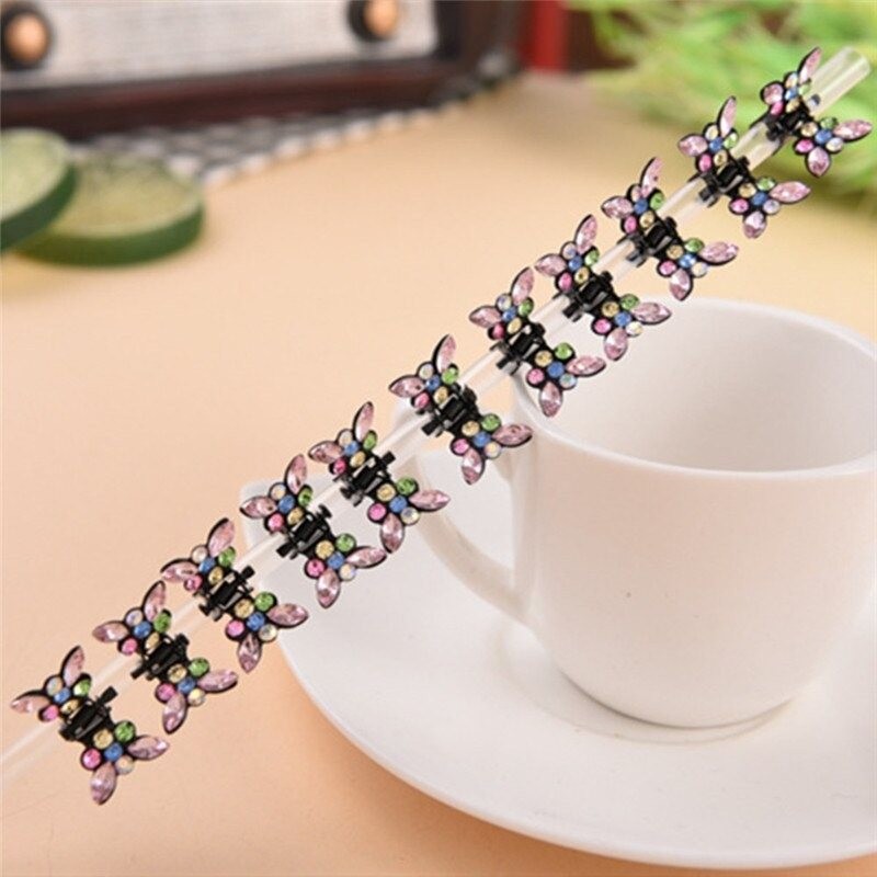 Pinzas de cabelloPequeñas mariposas de cristal - clips de pelo - 12 piezas