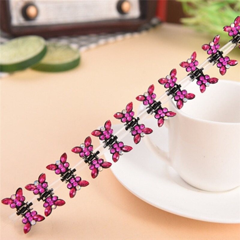 Pinzas de cabelloPequeñas mariposas de cristal - clips de pelo - 12 piezas