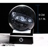 Decoraciónglobo 3D con 8 planetas - bola de cristal con base - láser grabado - luz de la noche LED - 8cm