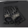 Leather gloves - half finger design - with rivets - unisexGloves