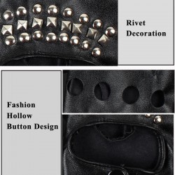 GuantesGuantes de cuero - diseño de medio dedo - con remaches - unisex