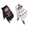 Leather gloves - half finger design - with rivets - unisexGloves