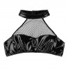 Sexy crop top - leather backless bra - mesh & latexLingerie