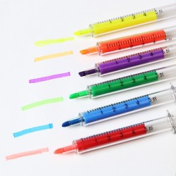 Needle / syringe shaped pens - highlighters - markers - 6 piecesPens & Pencils
