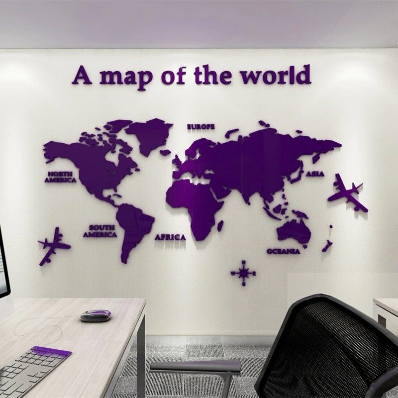 Pegatinas de paredMapa del mundo 3D - pegatina de pared acrílica