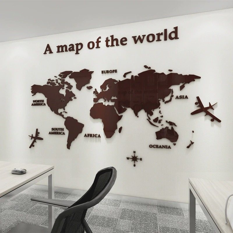 3D world map - acrylic wall stickerWall stickers