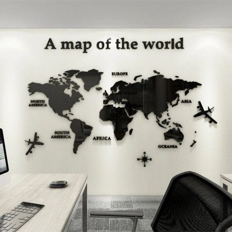 Pegatinas de paredMapa del mundo 3D - pegatina de pared acrílica