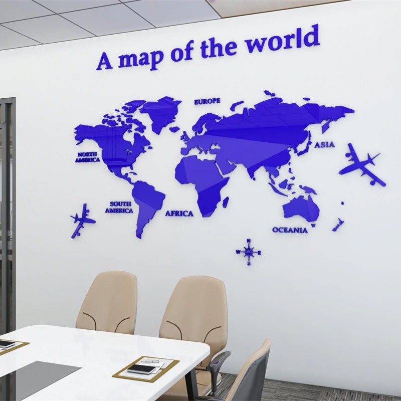 3D world map - acrylic wall stickerWall stickers