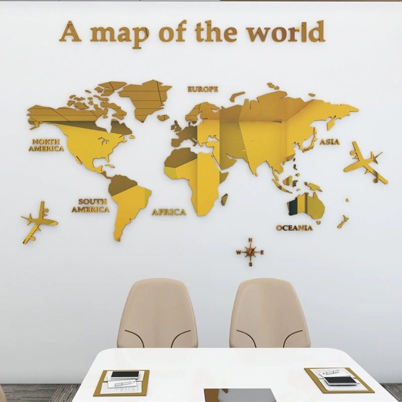3D world map - acrylic wall stickerWall stickers