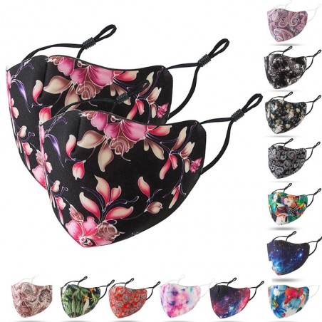 Mascarillas bucalesMáscara protectora de cara / boca - PM2.5 - reutilizable - estampado floral - 2 piezas