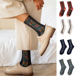 Moda femeninaCalcetines de flores bordados - Estilo Étnico - Mujeres