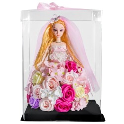 Decoraciónmuñeca princesa hecha de rosas de infinito con luz LED