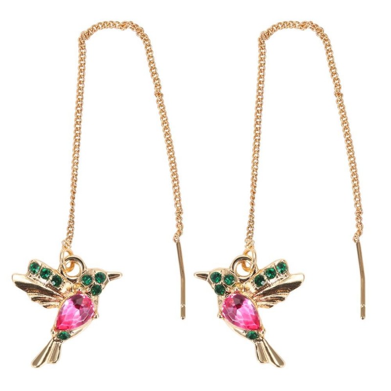 Elegant long earrings with crystal birdsEarrings