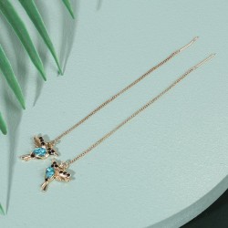AretesElegantes pendientes largos con aves de cristal