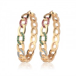 Gold hoop earrings with colourful crystalsEarrings