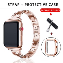 AccesoriosCorrea de acero inoxidable & caja protectora con cristales para Apple Watch 5/4/3/2/1